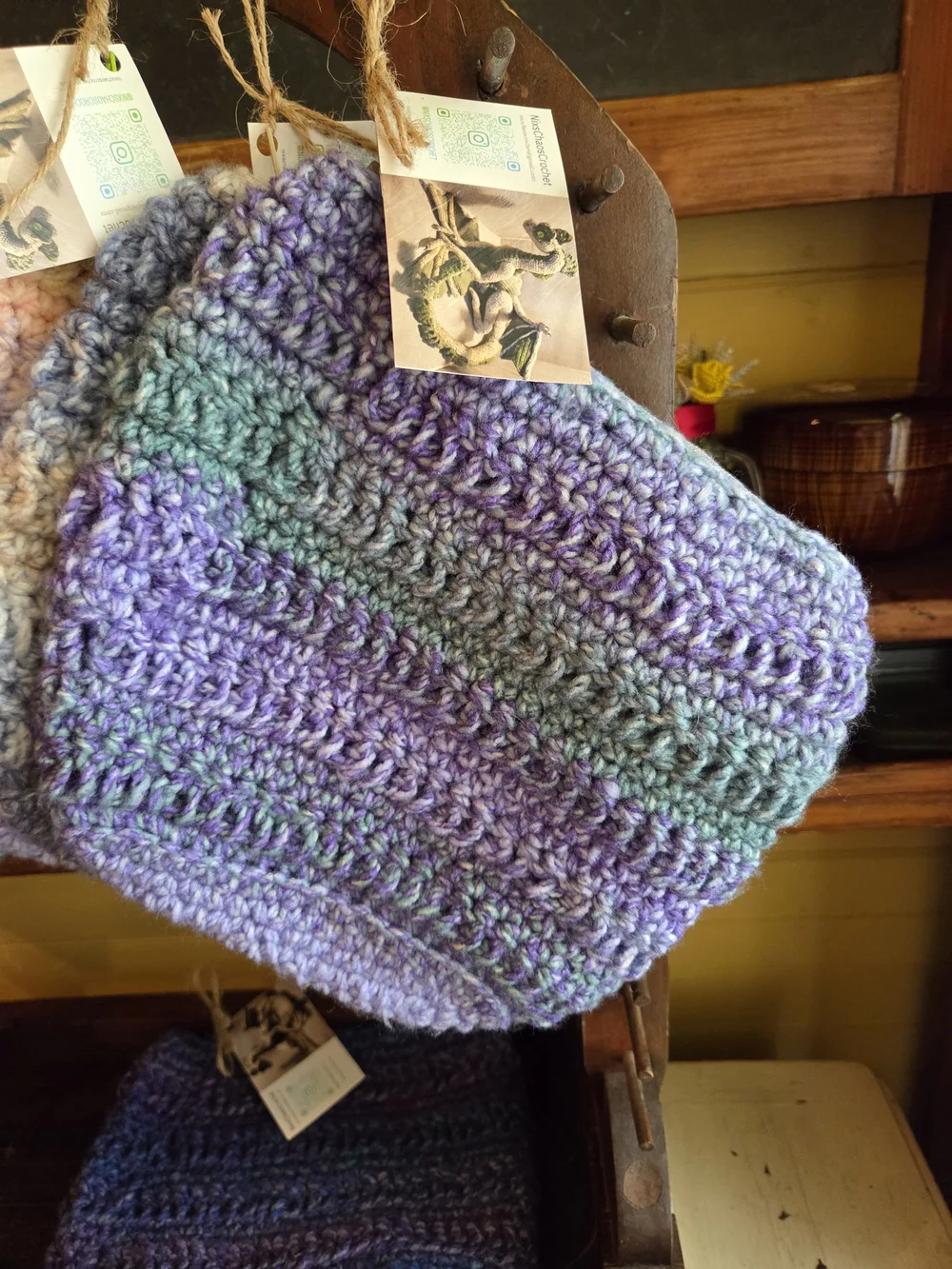 Handmade Crochet Cosmetic Bags in Varied Pastel Blues and Purples